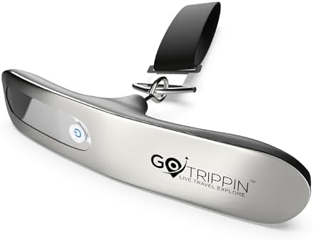 GoTrippin by Destinio Weight Machine for Luggage - 50 kg capacity, Steel body, Lifetime replacement - Digital Portable Electronic Luggage Weighing Scale for home, travel, flights, bags (Silver, 50 kg)