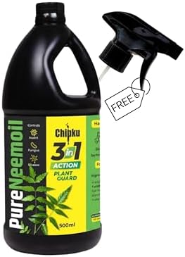 Chipku Organic Neem Oil for Plants 500ml With Free Spray Gun Conc...