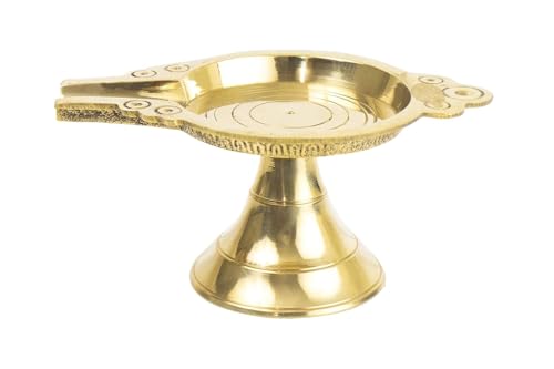 Image of Kerala Crafts Pure Brass Abhishek Patra Plate Tray Stand for GOD Idols |Best for Home Temple Wedding Sacred Marriage Festival Diwali ONAM Pooja Decor (19 L X 12 W X 9 H (CM))