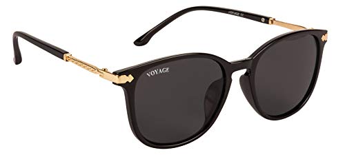 Image of Voyage UV Protected Rectangular Women Sunglasses - (A3046MG3182T | Black Lens | Black Frame)