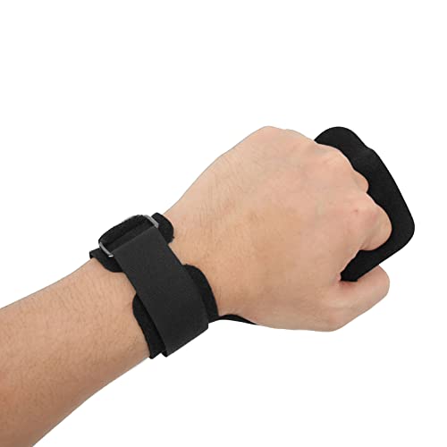 Alomejor 2pcs Gymnastics Palm Protector Imitation Leather Three Fingers Hand Grip for Pull Up Weight Lifting Training(Black)