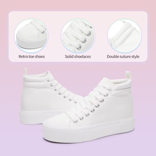 Yageyan Women's High Top Sneakers - White Platform Shoes for Walking & Casual Wear2