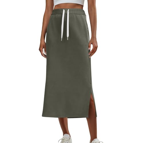 Fall Skirts for Women 2025 Sport Knit Side-Slit Dressy Casual Skirts with Pockets Trendy A Line Athletic Sweat Skirt4