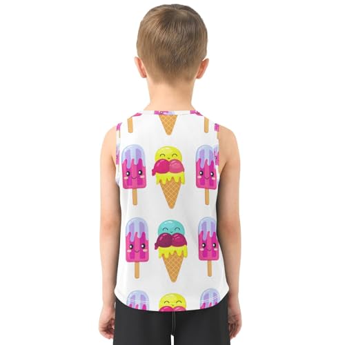 J JOYSAY Ice Cream Sweet White Boys Tank Top Sleeveless Muscle Shirts Quick Dry Kids T-Shirts 3-15T3