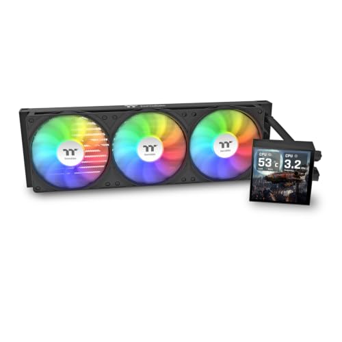 Thermaltake LB360 Ultra CPU Liquid Cooler; Intel/AMD; 3.95" TFT LCD; 1x360mm 700~1900 RPM Single Frame ARGB Fan; 360mm Radiator; Magnetic Rotatable Display; TT RGB Plus 3.0; Black; CL-W507-PL12SW-A
