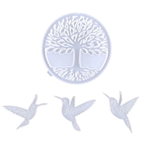 VILLFUL 1 conjunto moldes de silicone para pendentes de árvore da vida kit de decoração de parede moldes para fazer artesanato colibris para artesanato e criativos