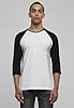 Urban Classics Mens Baseball T-Shirt, Contrast 3/4 Raglan Sleeve Shirt, Sports Shirt, Crew Neck, 100% Jersey Cotton, White/Black, 3XL #1