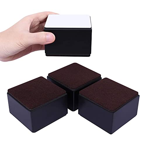 AIRUJIA 5cm Rehausseurs de Meubles, 8 cm de Diamètre Rehausseurs de Lit, Peut Soulever 5 cm pour Canapé, lit et Armoire, Carré Noir
