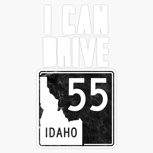 LAD Studio I Can Drive Idaho 55 Sign - Black and White Window Bumper Sticker Decal 5""