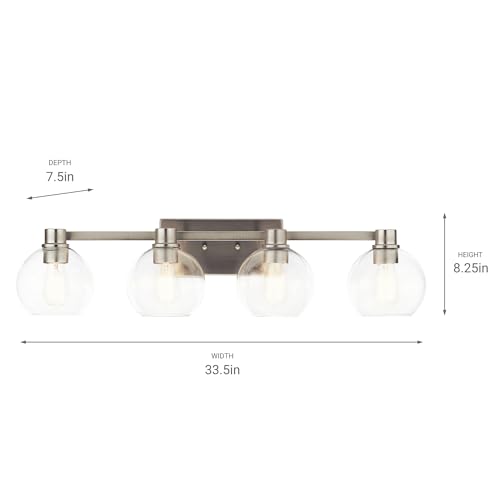 Image of Kichler Harmony 33.5 inch Vanity Light in Brushed Nickel, 3-Light Traditional Bathroom Vanity with Clear Glass, (33.5 inch W x 8.25 inch H), 45895NI