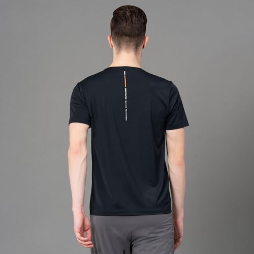 Image of Red Tape Printed Black Activewear T-Shirt for Men | Anti Microbial | High Stretch | Quick Dry