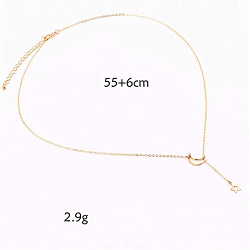 Colar feminino dourado com pingente de estrela da lua doce durável e prático