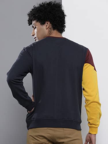 Image of The Indian Garage Co Men Regular Fit Colourblocked Crew Neck Overhead Sweatshirt