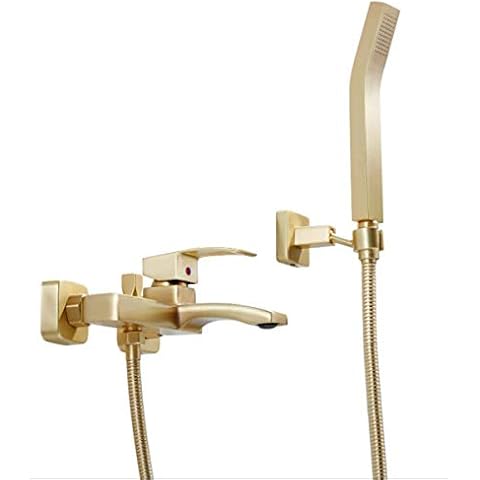Grifo Bañera de Pared de Latón con Alcachofa (Dorado) Cover