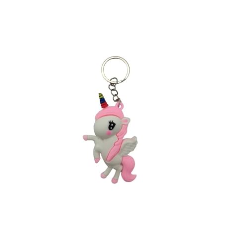 Image of 4Trails Unicorn Lucky Keyring Keychain Pastel Pink Blue Yellow White Schoolbag Ornament Key Fob Bag Decoration Cute Gifts for Women Ladies Girls (Pastel Pink)