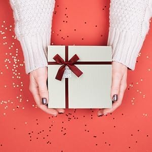 Emartbuy Set of 2 Gift Box, 26.5 x 26.5 x 11 cm, Burgundy Box with Cream Lid and Satin Ribbon