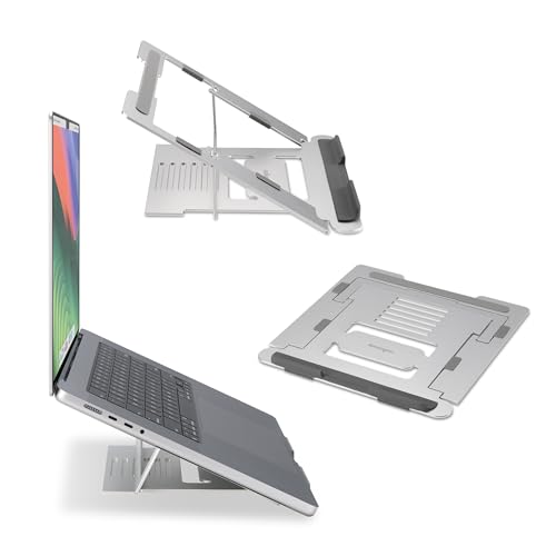 Kensington Easy Riser Supporto per Laptop in Alluminio Regolabile e Leggero con Design Antiscivolo e Pieghevole, Compatibile con Schermi fino a 16" (K50417WW) - Argento