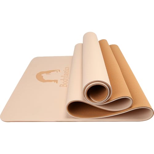 Image of Bodylastics Yoga Mat for Men and Women with Carry Bag TPE 6ft x 2ft x 6mm Large Size Anti Slip & Anti Tear Workout Mat