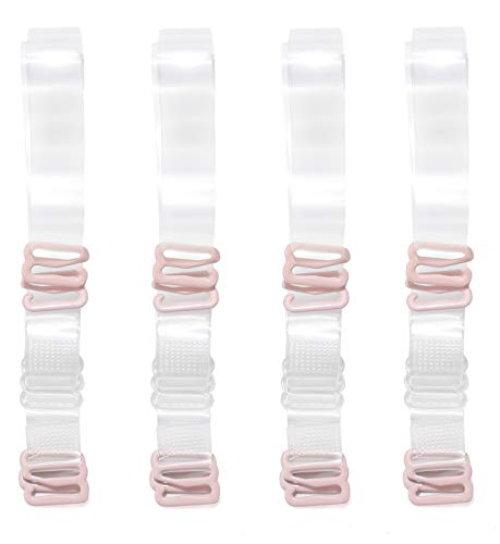 Anikigu 4 Pares Correa de Sujetador Transparente, Tirantes para sujetador, Clear Bra Straps