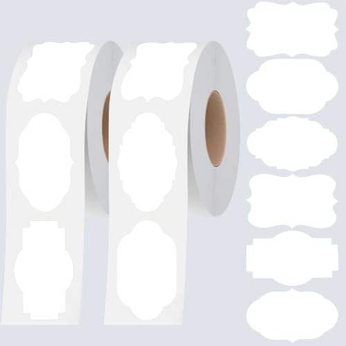 Removable Blank Sticker 6-Shape Labels, 600 PCS, 2 Rolls