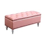  HegZA Taburete Reposapiés Plegable De Almacenamiento De Cuero Sintético con Cojín con Cubierta, Taburete De Extremo De Cama De Dormitorio Sala De Estar Sofá Banco (Color : Pink, Size : 90cm)