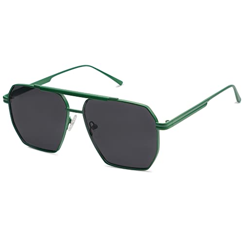 Image of SOJOS Retro Oversized Square Polarized Sunglasses for Women Men Vintage Shades Classic Large Metal Sun Glasses