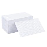 PH PandaHall 600pcs Grid Index Cards, 5.1x3 Inch White Note Cards Study Cards with Grid Lines Cardstock Paper Paper Memo for Students Professionals Studying Note Taking School Office Home