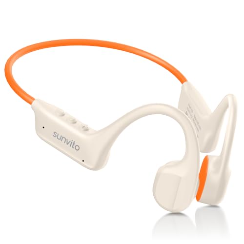 sunvito Auriculares Conduccion Osea Bluetooth 6.1 – Cascos Conduccion Osea Inalambricos con Micrófono, IPX7 Resistente al Agua Auriculares Oseos para Running Ciclismo Fitness