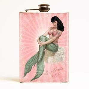 Bettie Page Mermaid Bettie Flask