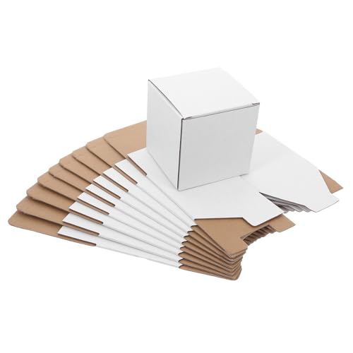 Healvian 10pcs White Corrugated Cardboard Moving Boxes 10x10x10cm Shipping Mailing Packing Storage Carton Box for Industrial and Scientific Packaging Supplies