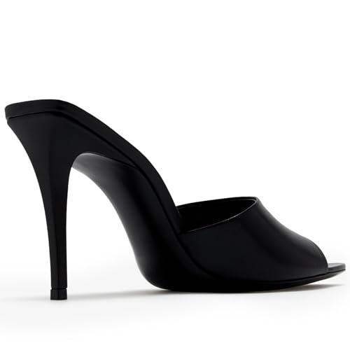 Stiletto High Heel Mules for Women Open Peep Pointed Toe Heeled Sandals Patent Leather Slip On Slingback Mule Dress Party Pumps4