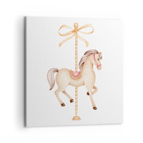 Tableau cheval manège 50x50cm impression toile pour déco chambre