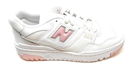 New Balance 550, Zapatillas de Deporte para Mujer, Blanco y Rosa, Suela de Goma, Modelo BBW550VC, Blanco y rosa., 36 EU
