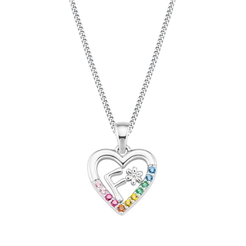 Collar de plata para niña Prinzessin Lillifee con colgante de letra F en caja de regalo
