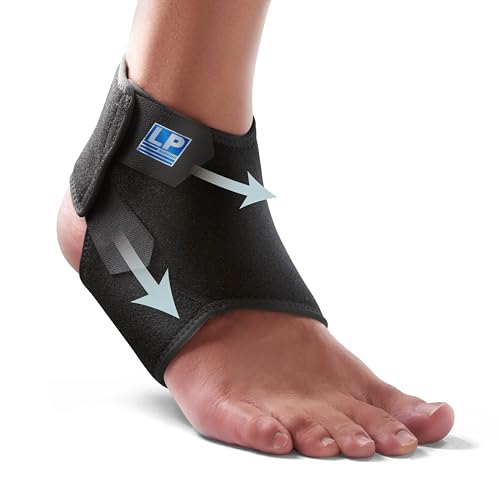 LP SUPPORT 768 Ankle Stabilizar Brace - Achilles Tendon Strap for Tendonitis, Sprains, Strains Pain Relief and Recovery - Ankle Support for Women and Men - (Black, M, 1pcs)