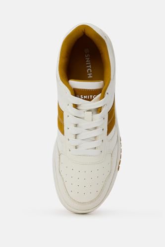 Image of SNITCH Men's Sneakers | Minimalist Solid Pattern with Stripes | PU+Suede Upper, Breathable Mesh Insole, TPR Outsole | Stylish Everyday Sneakers