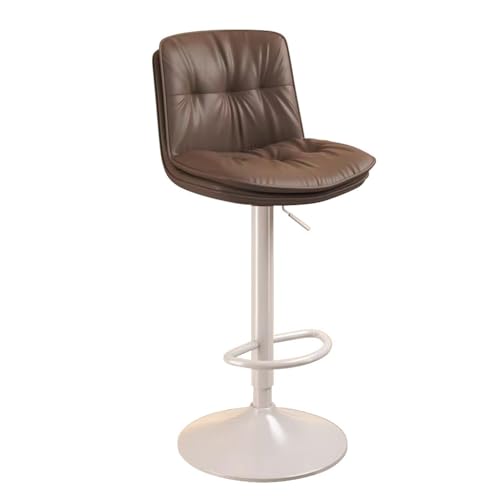 LEIYTFE Taburetes De Bar con Respaldo Y Altura De Mostrador Taburete De Bar Ajustable De 24« A 31,4», Sillas Altas De Bar para Comedor con Reposapiés, Taburete Giratorio(Coffee Brown,C)