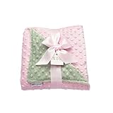 MEG Original Baby Girl Rosa y Verde Minky Dot Manta
