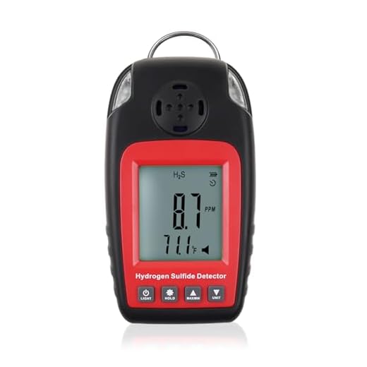 Gas Detector,Hydrogen Sulfide Detector Gas Leak Detectors & Alarms Electrochemical H2S Monitor Meter Single Gas H₂S Sensor Poisoning Alarm with Clip and LCD Screen Backlight