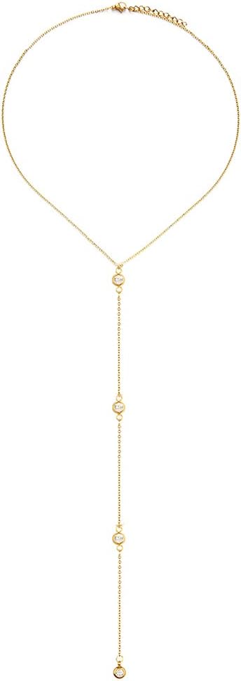 Stainless Steel Thin Chain Necklace Crystal Pendant Necklace For Women Y Shape Rhinestone Choker Necklaces Wedding Jelry
