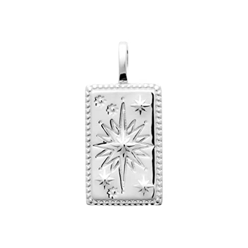 Pendentif Argent 925 Carte de Tarot Etoile avec Gravure et Sachet Velours