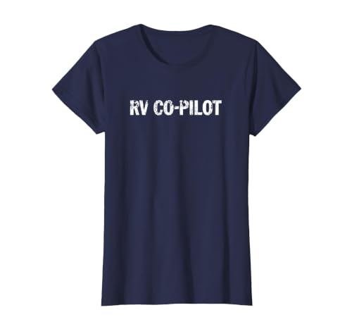 RV Co-Pilot - Retro Vintage Camper Design T-Shirt, Women, Navy Blue, Large