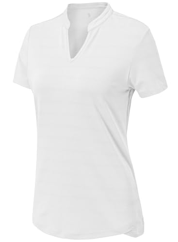 Image of Gopune Women's V Neck Golf Polo Shirts Collarless Short Sleeve Lightweight Quick Dry Tennis Running T-Shirts
