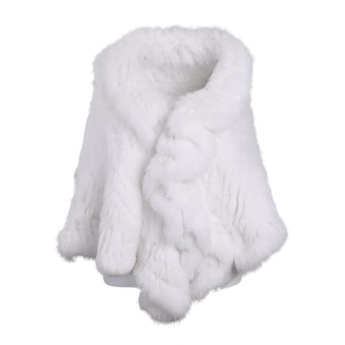Luxury Women's Winter Real Natural Rabbit Fur Hand Knitted Cape Ruffle Design Wedding Party Shawl Lady Poncho