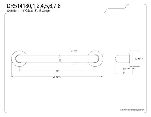 Kingston Brass DR514188 Meridian 45,7 cm dekoracyjny drążek ADA, szczotkowany nikiel, 45,7 cm