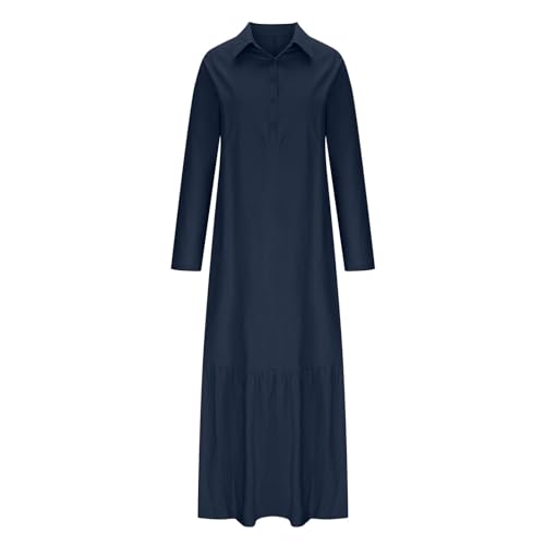 Robe en coton et lin ample coupe longue style décontracté