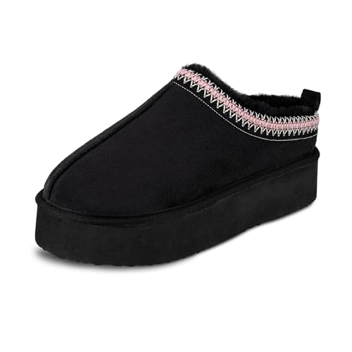Jessica Simpson Womens Microsuede Platform Clog Slipper Black Small