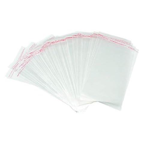 Borningfire 100 Pcs 5 ¼ x 7 ¼ Inches Clear Resealable Cellophane Bags Self Adhesive Sealing, Good for 5x7 Prints Cards Photos Envelopes (Fit A7, 5.25 x 7.25 Inches Invitation Envelope) Cover