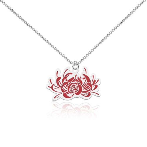 Image of WUSUANED Red Flowering Necklace Herb Jewelry Re d Spider Lily Gift Flower Lover Gift