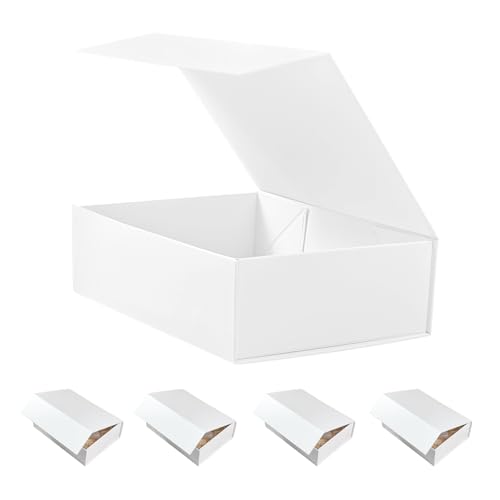 Petite boîte cadeau blanche aimantée 23x18x7.5 cm pour fêtes